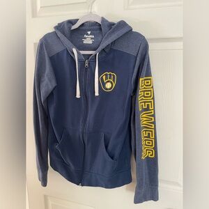 Milwaukee Brewers Navy Blue Hoodie Zip Up